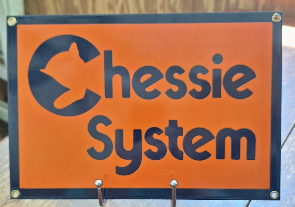 Ande Rooney Chessie System C&O Railroad Porcelain Enameled Steel Sign 11"x7.5"